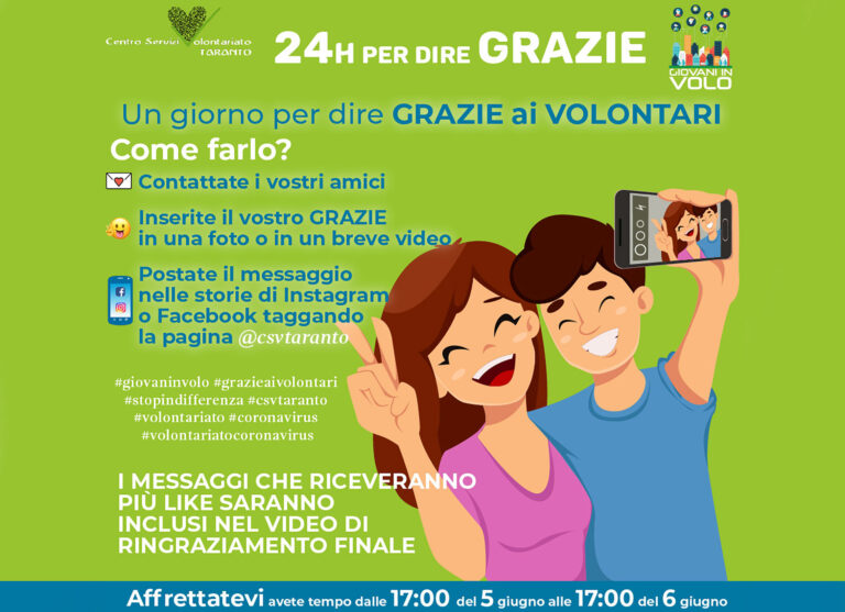 Un giorno intero per dire GRAZIE ai volontari per il loro impegno. In campo i giovani!