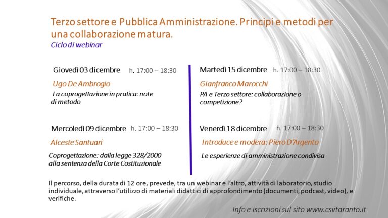 Terzo settore e Pubblica Amministrazione. Principi e metodi per una collaborazione matura.