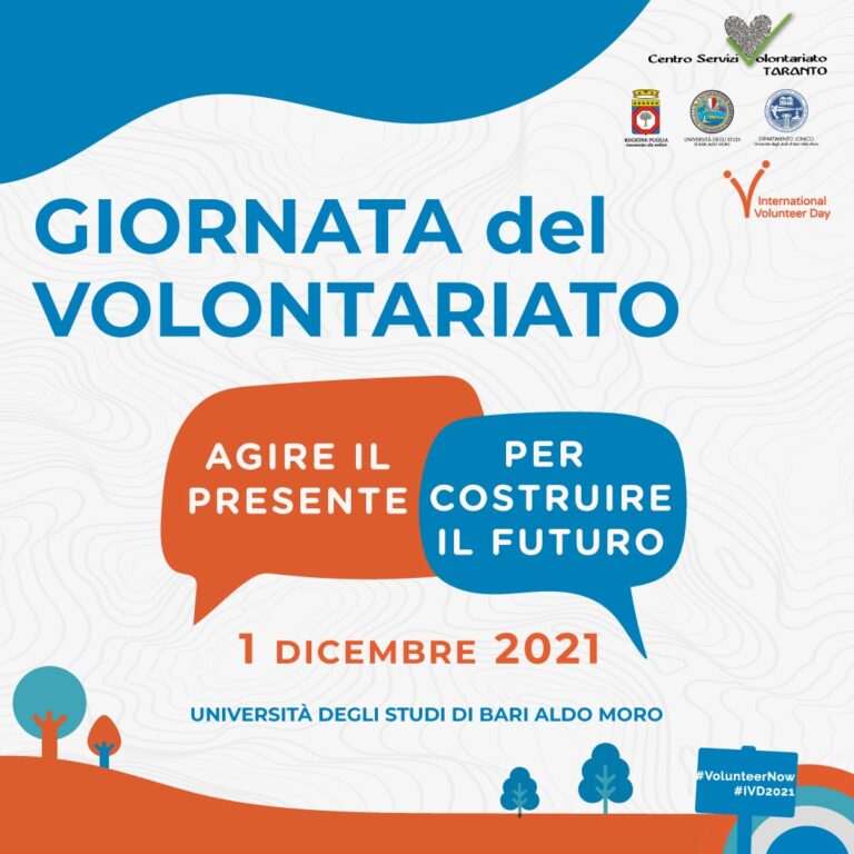 A Taranto il 01 dicembre la Giornata del Volontariato
