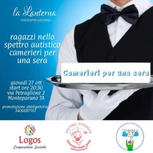 Ragazzi autistici “Camerieri per una sera”. Nuovo appuntamento