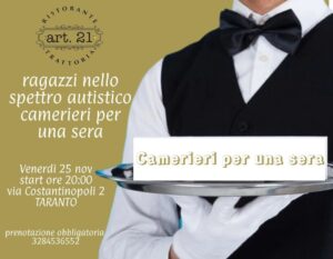 Ragazzi autistici “Camerieri per una sera”. Nuovo appuntamento