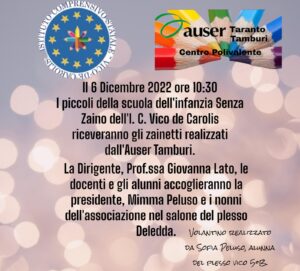 Gli zainetti dell’Auser Tamburi